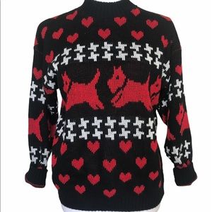 Vintage Adele Scottie dog sweater heart jumper